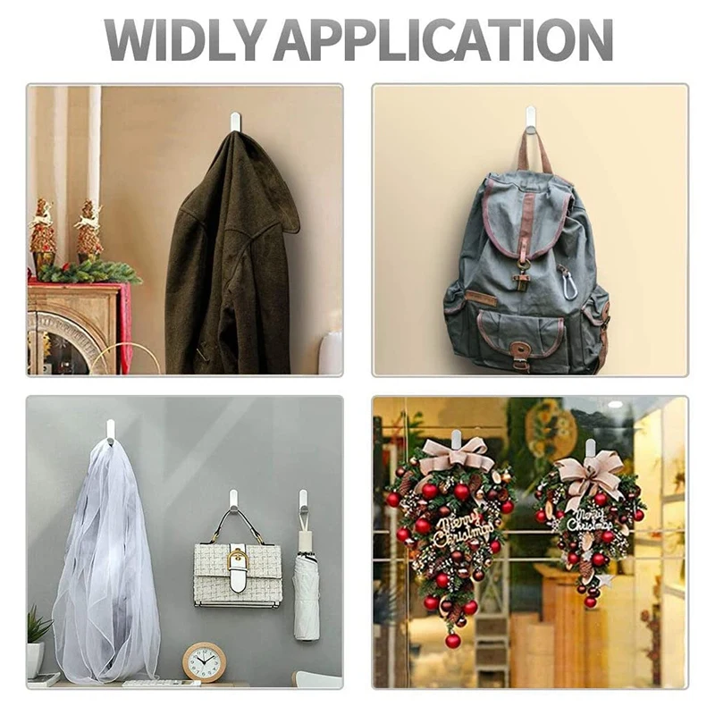 

Adhesive Hooks, Wall Hooks 16 Pack Heavy Duty Stainless Steel Wall Hooks Adhesive for Hanging Jackets, Kitchenware