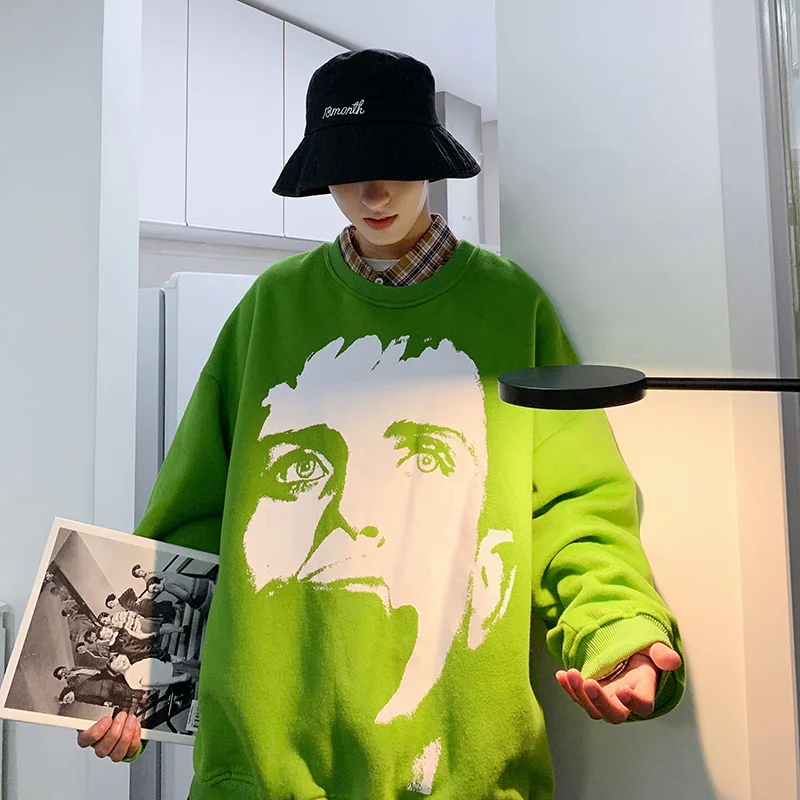 Мужские флисовые свитшоты в стиле Харадзюку мужские рубашки с принтом лица и
