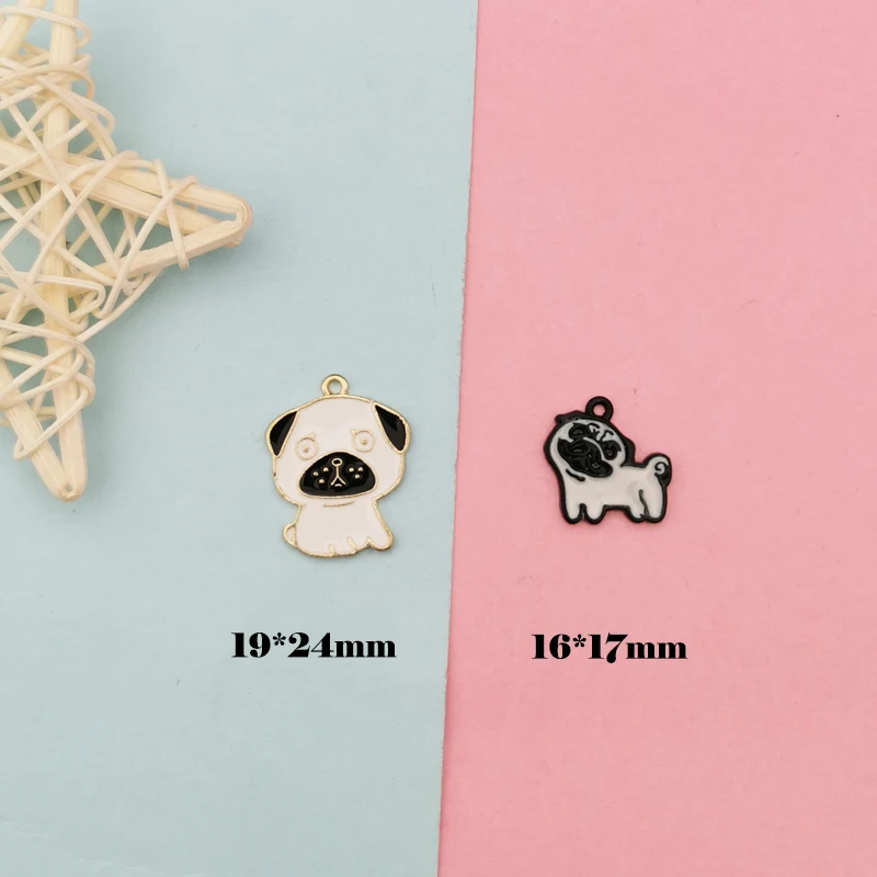 10 шт./пакет бульдог эмаль подвески серьги браслет модный кулон в виде шарпей