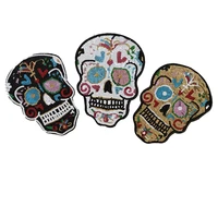 big sequined colorful skull iron on sewing on patches for jackets shirts diy making