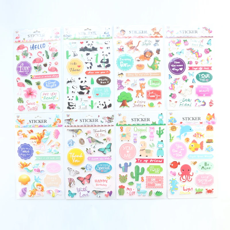 Domikee Cute glitter cartoon unicorn animal shape school kids decorative DIY stereoscopic stickers for scrapbooking phone craft |