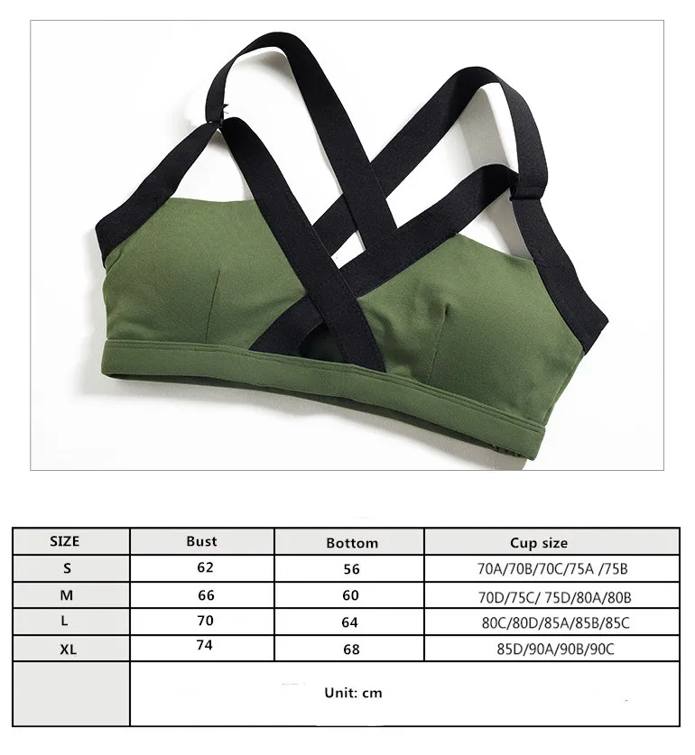 

Women Gym Fitness Plus Size Yoga Top Bra Home Exercise Bandage Crop Tops Sexy Girls Push Up Workout Running Sports Bra