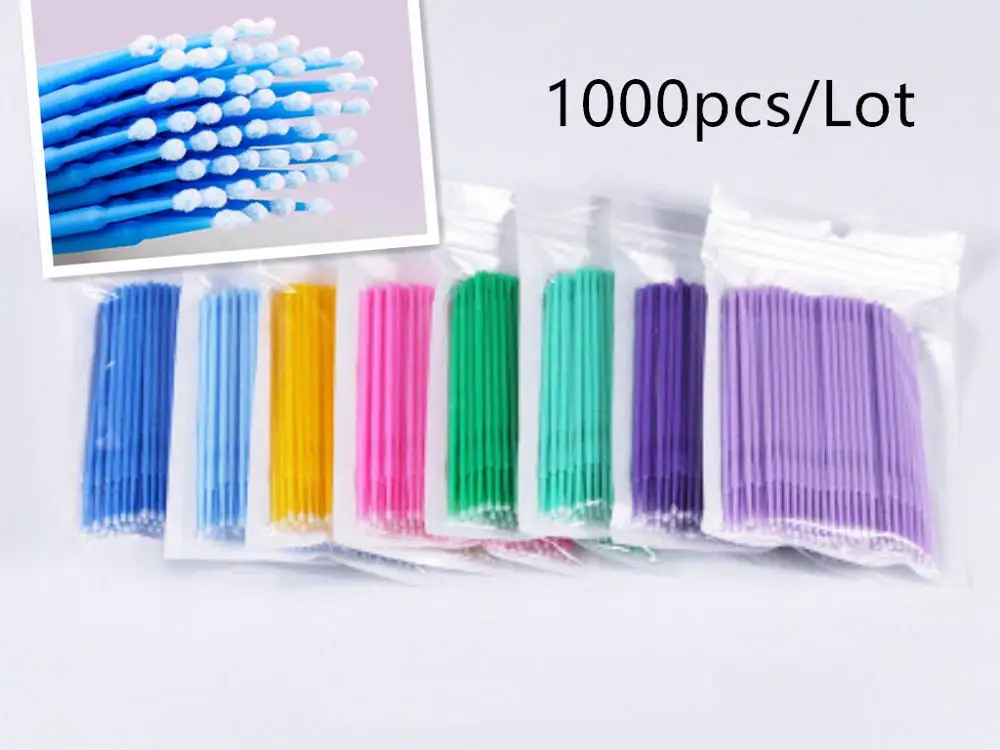 1000Pcsbag Disposable MicroBrush Eyelashes Extension Individual Lash Removing Swab Micro Brush For Eyelash Extension Tools