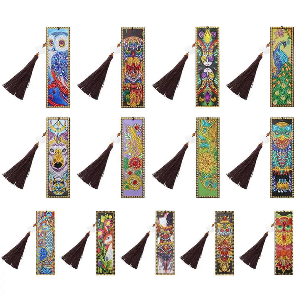 DIY Сова особой формы Алмазная картина кожаная Закладка с кисточкой Подарки