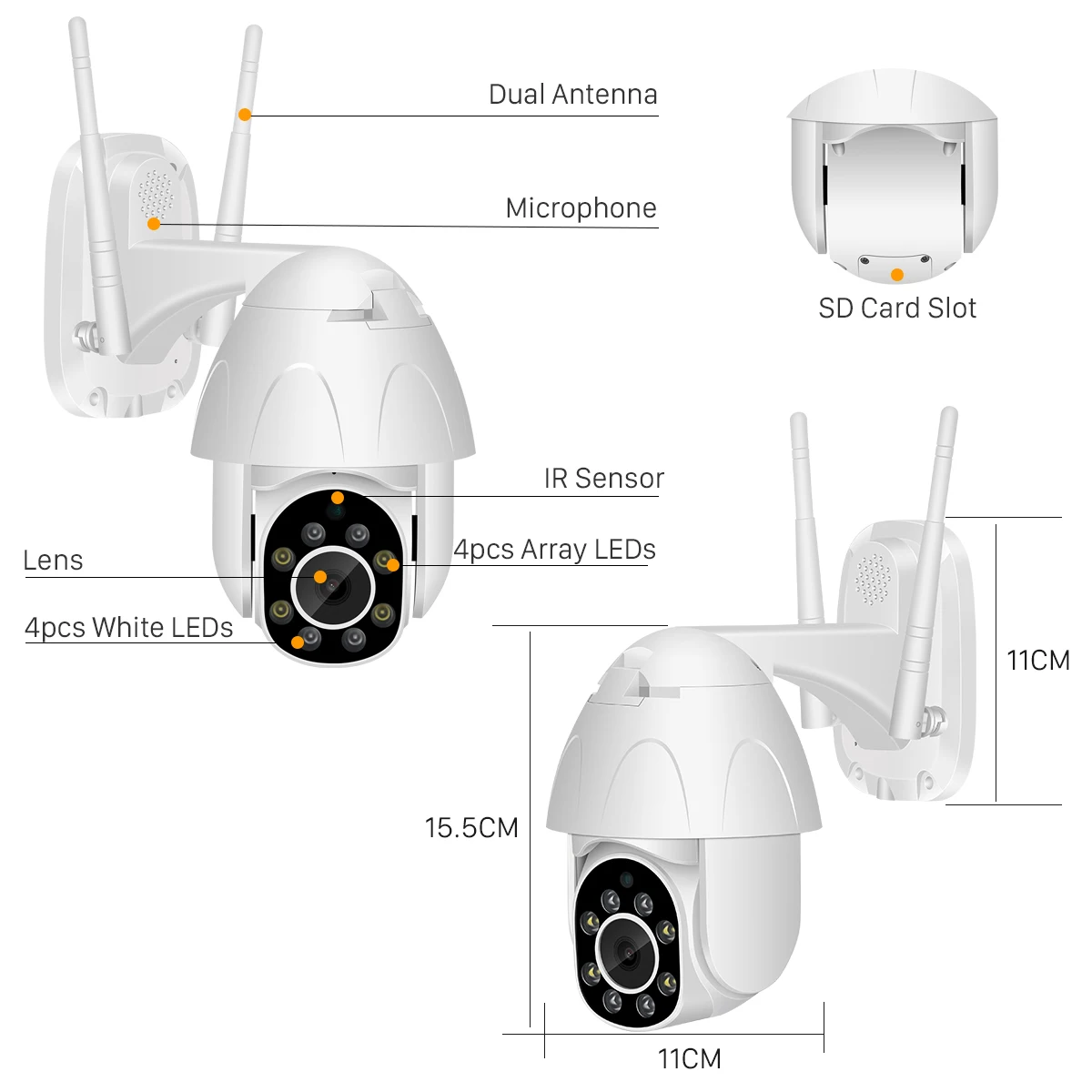 BESDER PTZ Wi-Fi Камера 2-мегапиксельная Автоматическое Слежение 4-кратный Цифровой Зум Скорость Купольная камера Облачное хранилище Водонепроницаемая Главная Безопасность IP-камера