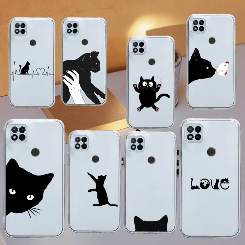 

Cute animal cartoon black cat Phone Case Transparent for Xiaomi redmi note 8 9 10 11 t lite pro ultra mix 4 k40