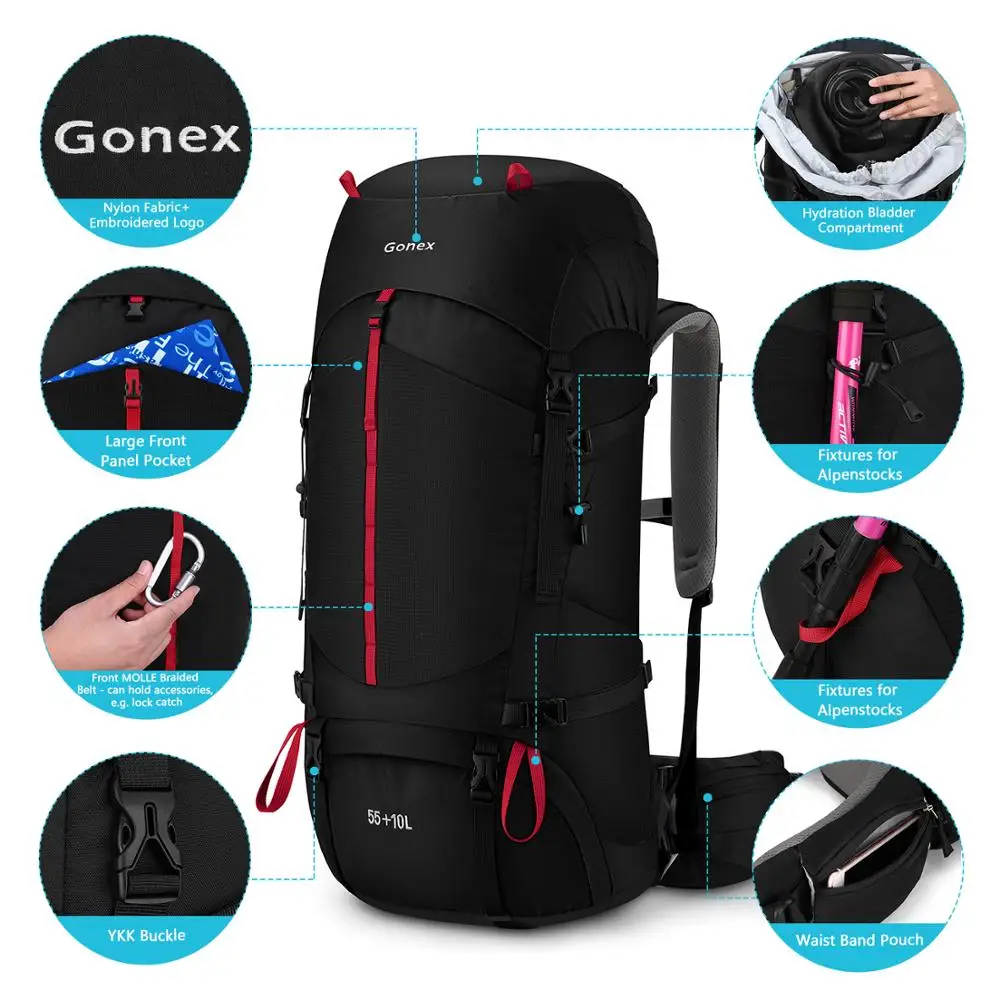 Рюкзак Gonex 55/65L для альпинизма сверхпрочный уличный походный рюкзак
