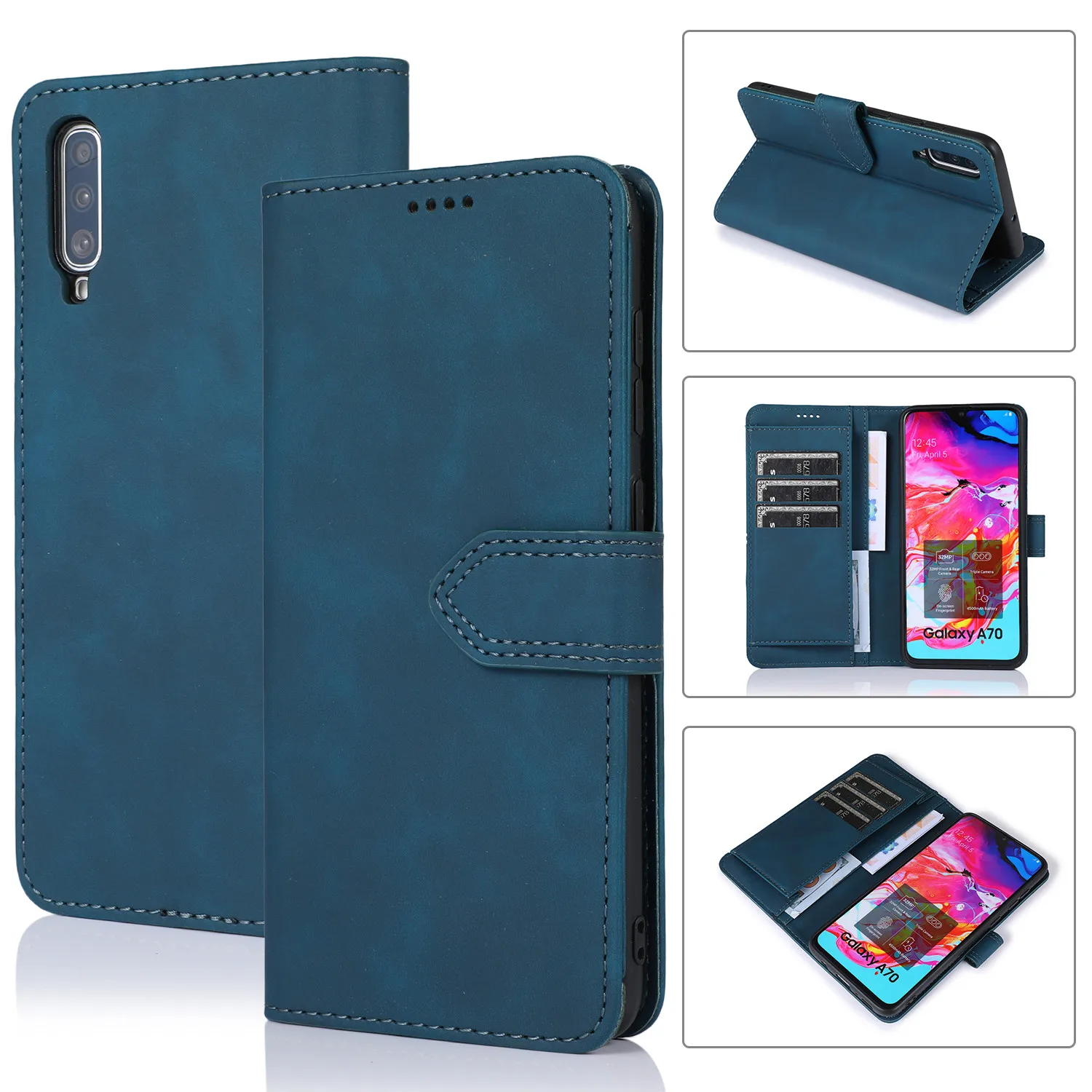 Leather Case For Samsung Galaxy A70 A70S Funda Cover Magnetic Flip Retro Wallet Stand Phone Bag On A 70 70S Coque | Мобильные