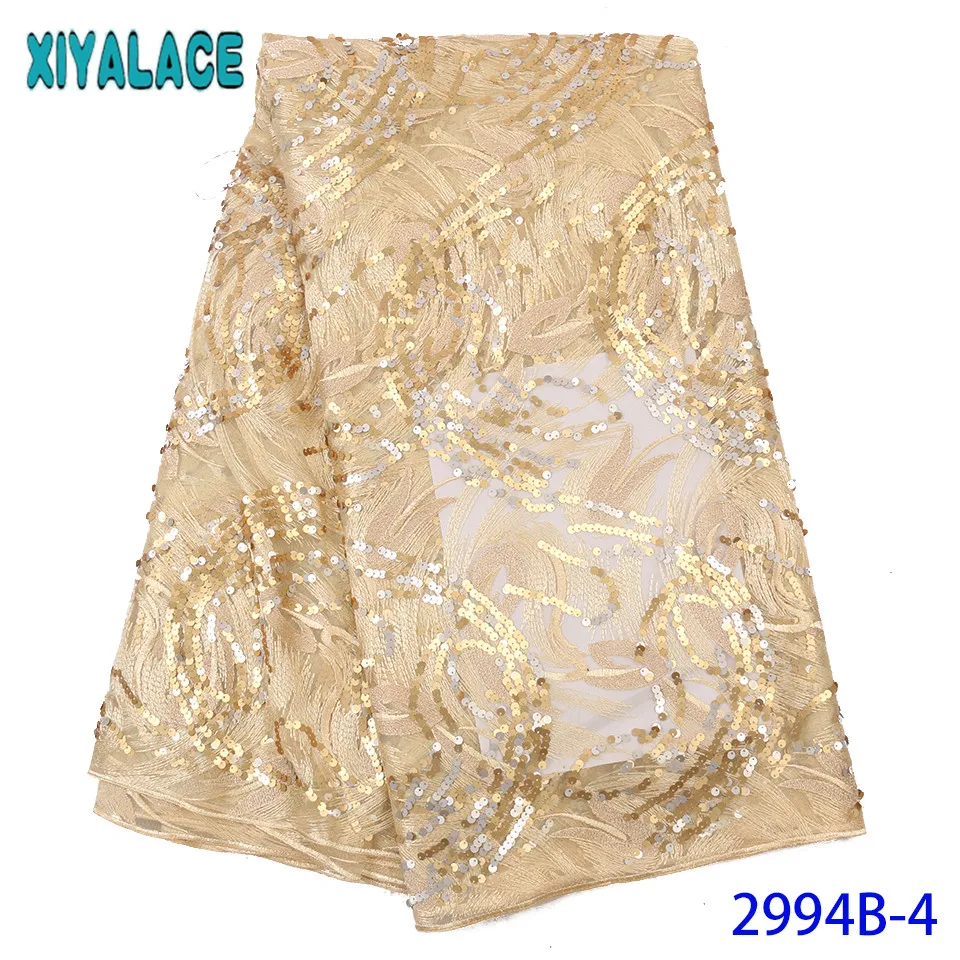 

African Lace Fabric 2019 High Quality Lace Purple Sequin Lace Fabric Nigerian Embroidered Laces for Women KS2994B