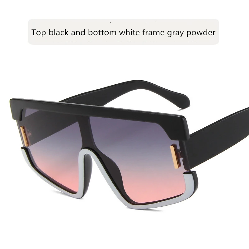 

2020 new fashion men's and women's sunglasses square rice nail integrated piece sunglasses trend big frame sunglasses UV400