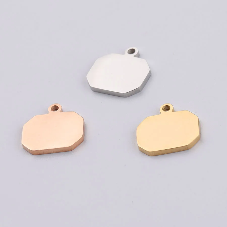 100% нержавеющая сталь пустой прямоугольник очарование для гравировки