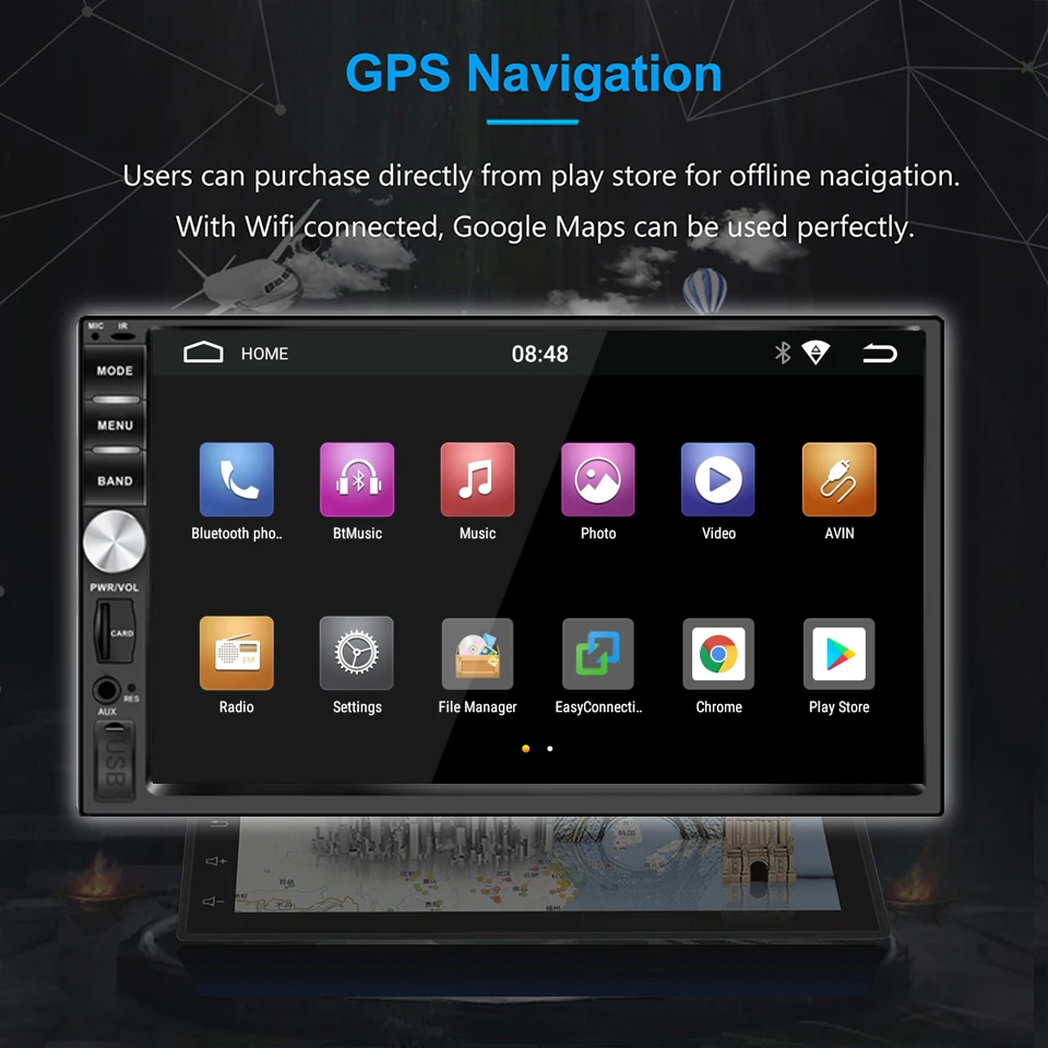 Panlelo 2 Din автомагнитола Android 9 gps плеер 7 дюймов Авторадио встроенный Wifi RDS Android 9,0 радио 2G ram для Honda hyundai