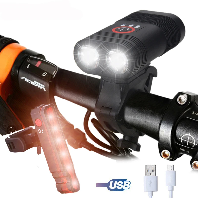 Велосипедсветильник фара XM L T6 со встроенным аккумулятором на 1800 мА · ч и зарядкой