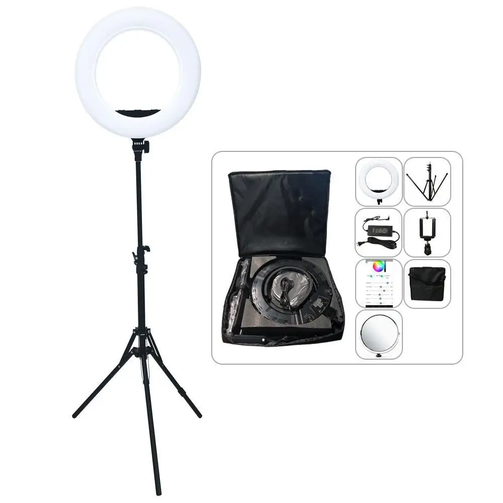 

Selfie Ring Light 18inch 48W Yidoblo AX-480D 9900K Led Ring Lamp With Tripod In Photographic Lighting Makeup Lamp LED Light Ring