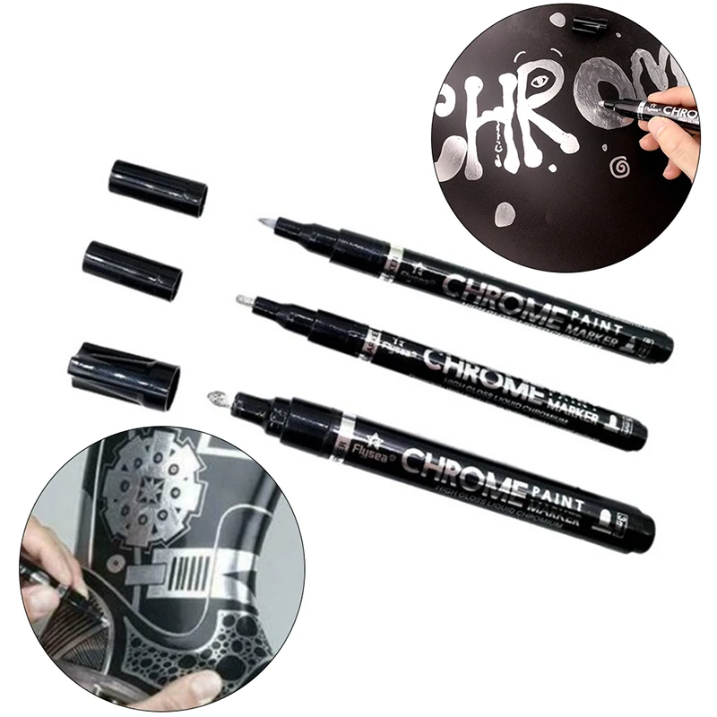 

Liquid Chrome Marker Set Silver Art Liquid Mirror Chrome Markers Fade-proof Metal Permanent Paint Craftwork Pen Accessories