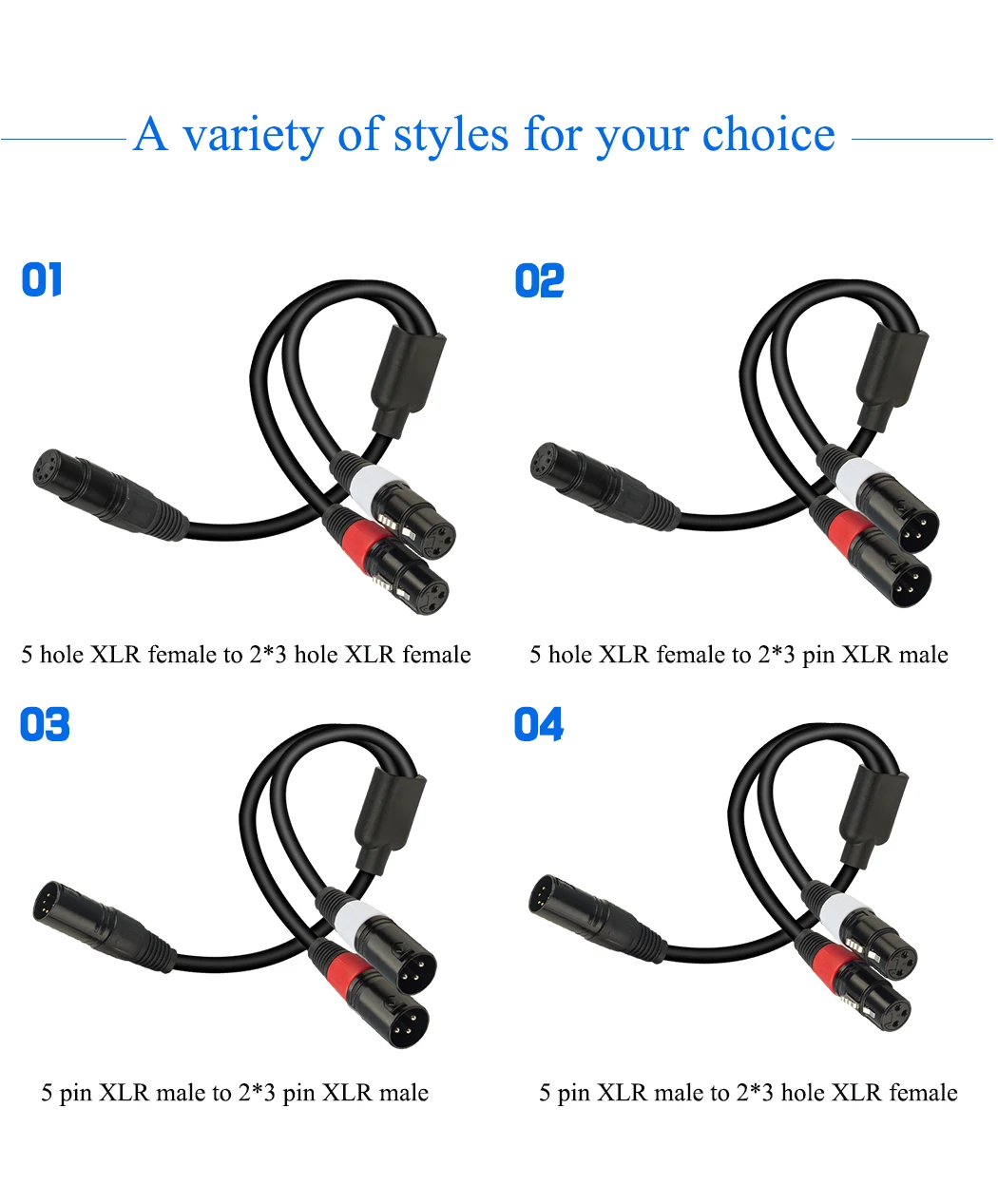 0.5 м аудио кабель XLR 5-контактный - 3-контактный