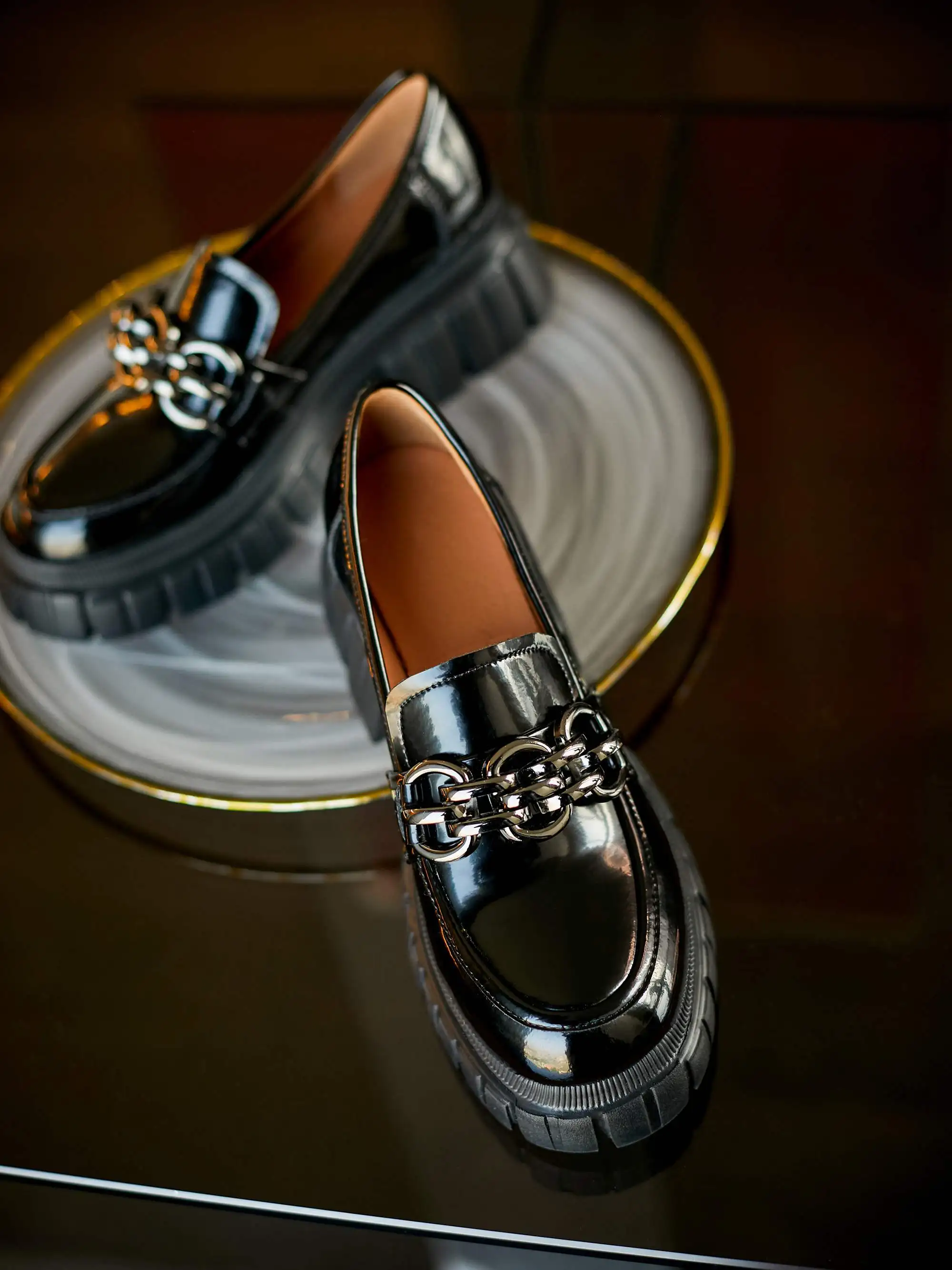 

Vichelo Hot genuine leather round toe metal fasteners preppy style British school energy slip on sneaker vulcanized shoes L15