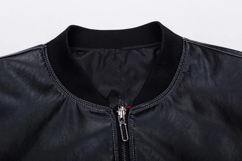 Мужская кожаная куртка большого размера с воротником стойкой мужское