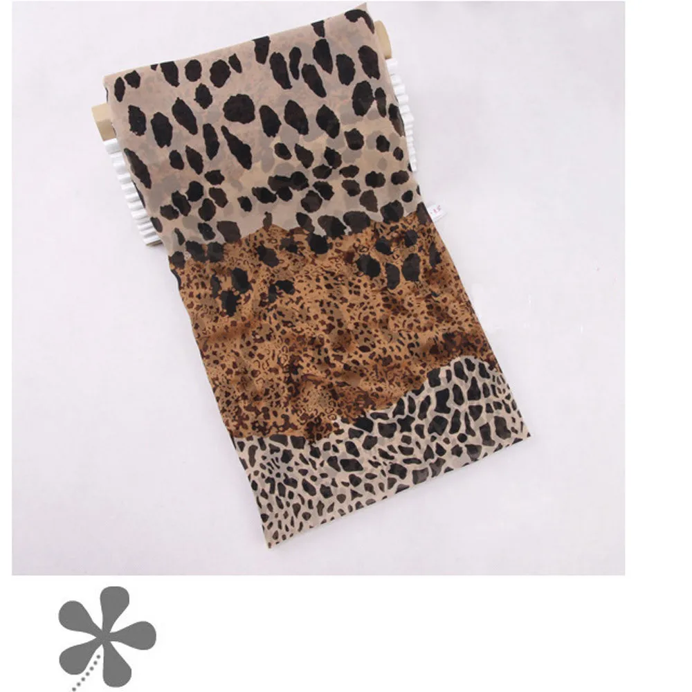 

Spring Women's Leopard Print Silk Scarf Multi-Purpose Winter Chiffon Scarf Fashion Hair Tie Band Neckerchief for Holiday Wear