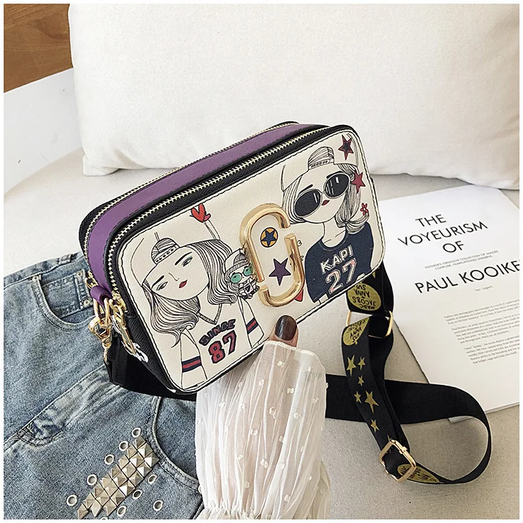 Female Crossbody Bag For Women Quality PU Leather Luxury Handbags Designer Sac A Main Ladies Cartoon Shoulder Messenger Bag - Color: color one