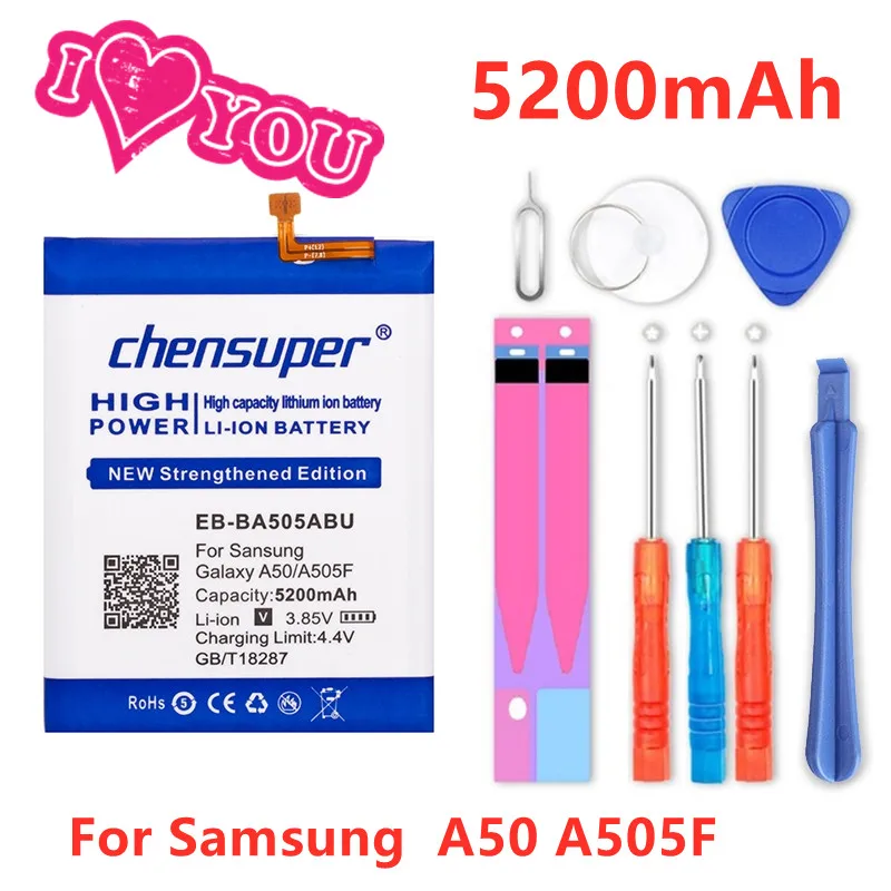 

Новый EB-BA505ABN EB-BA505ABU 5200 мА/ч, батарея для SAMSUNG Galaxy A50 A505F SM-A505F A505FN/DS/GN A505W A30s A30 + Инструменты