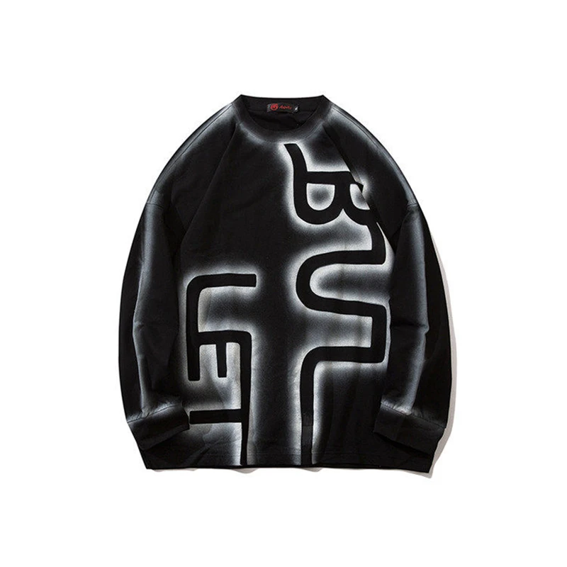 

Hip Hop Streetwear Long Sleeve T Shirt Graffiti Painting Print Tshirt 2021 Men Harajuku Cotton Rock Gothic T-Shirt Tops WY316