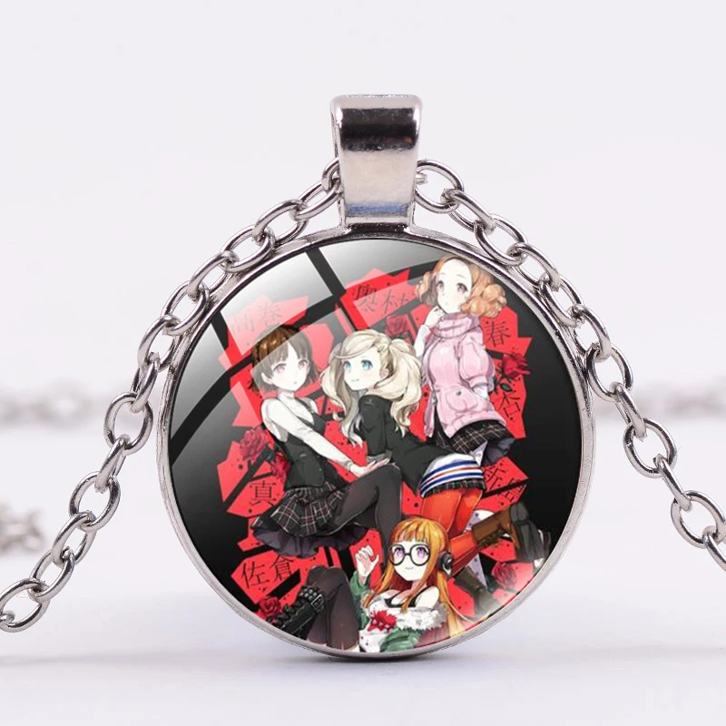 Ожерелье с изображением русской мультяшной Игры Persona 5 стеклянный кабошон