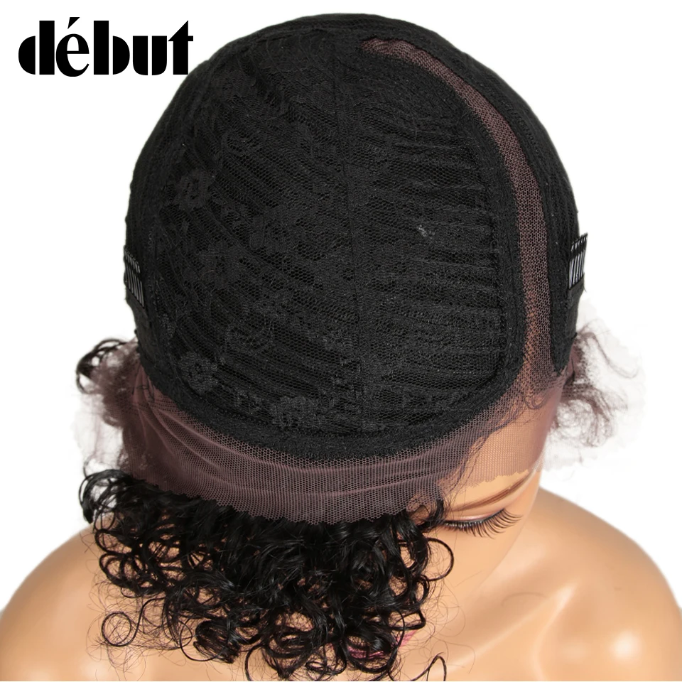 

Debut Lace Front Human Hair Wigs Ombre Short Curly Bob Human Hair Wigs 99J Red Pixie Cut Lace Part Human Hair Cheap Full Wigs