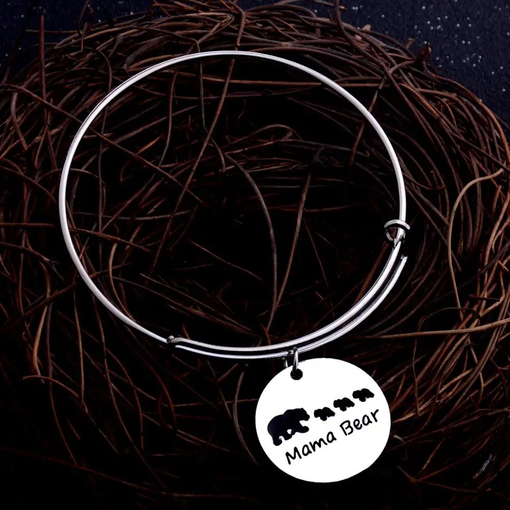 Круглые браслеты с подвесками для мамы и медведя 12 шт. регулируемые семьи женщин