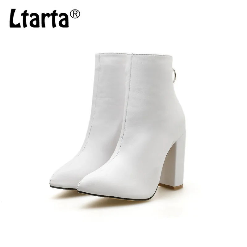 LTARTA/женские полусапожки; коллекция года; сезон осень-зима; Ботинки martin на толстом каблуке с острым металлическим кольцом; женские ботинки; зимние ZL-166-8