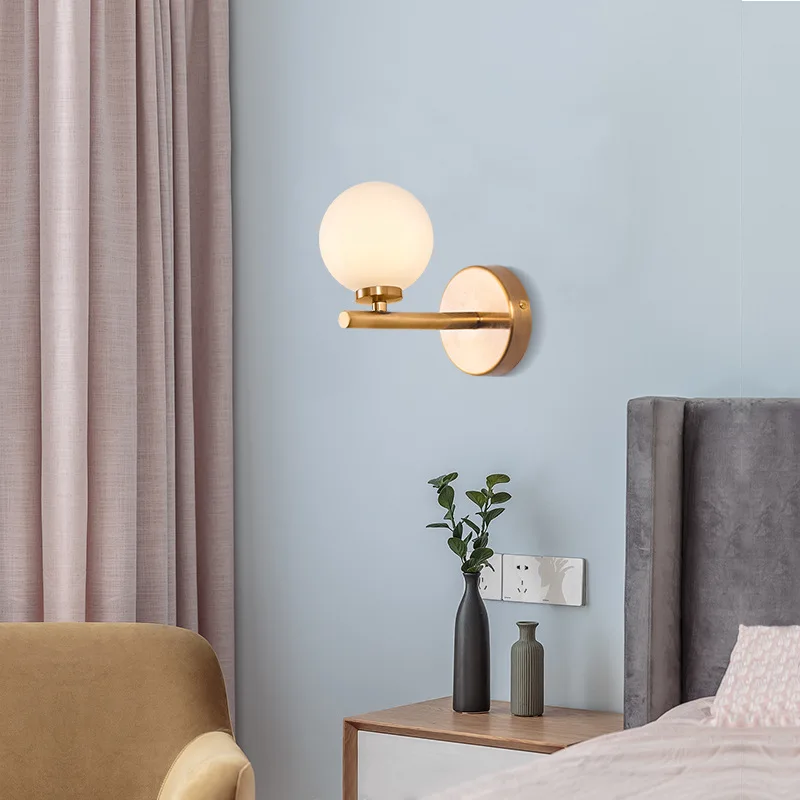 Nordic Wall Light Glass Ball Wall Lamps Use Living Room Bedroom Decor Home Lighting G4  Wall Lighting 110V 220V Indoor Lighting