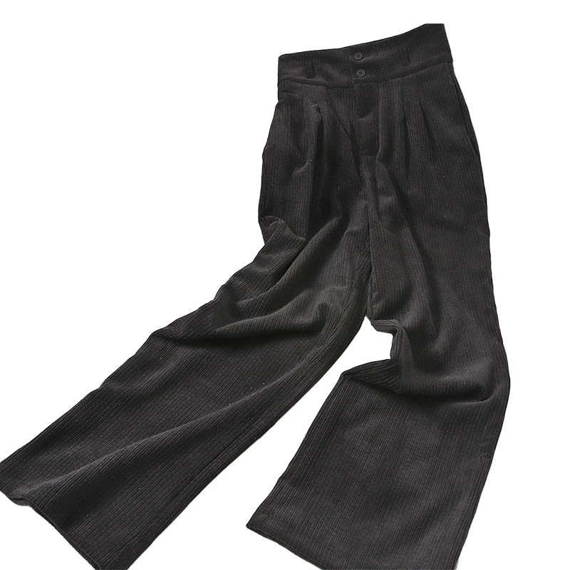 

Winter fashion all-match drape mopping trousers women's Slim loose wide-leg pants Korean high-waist corduroy straight-leg pants