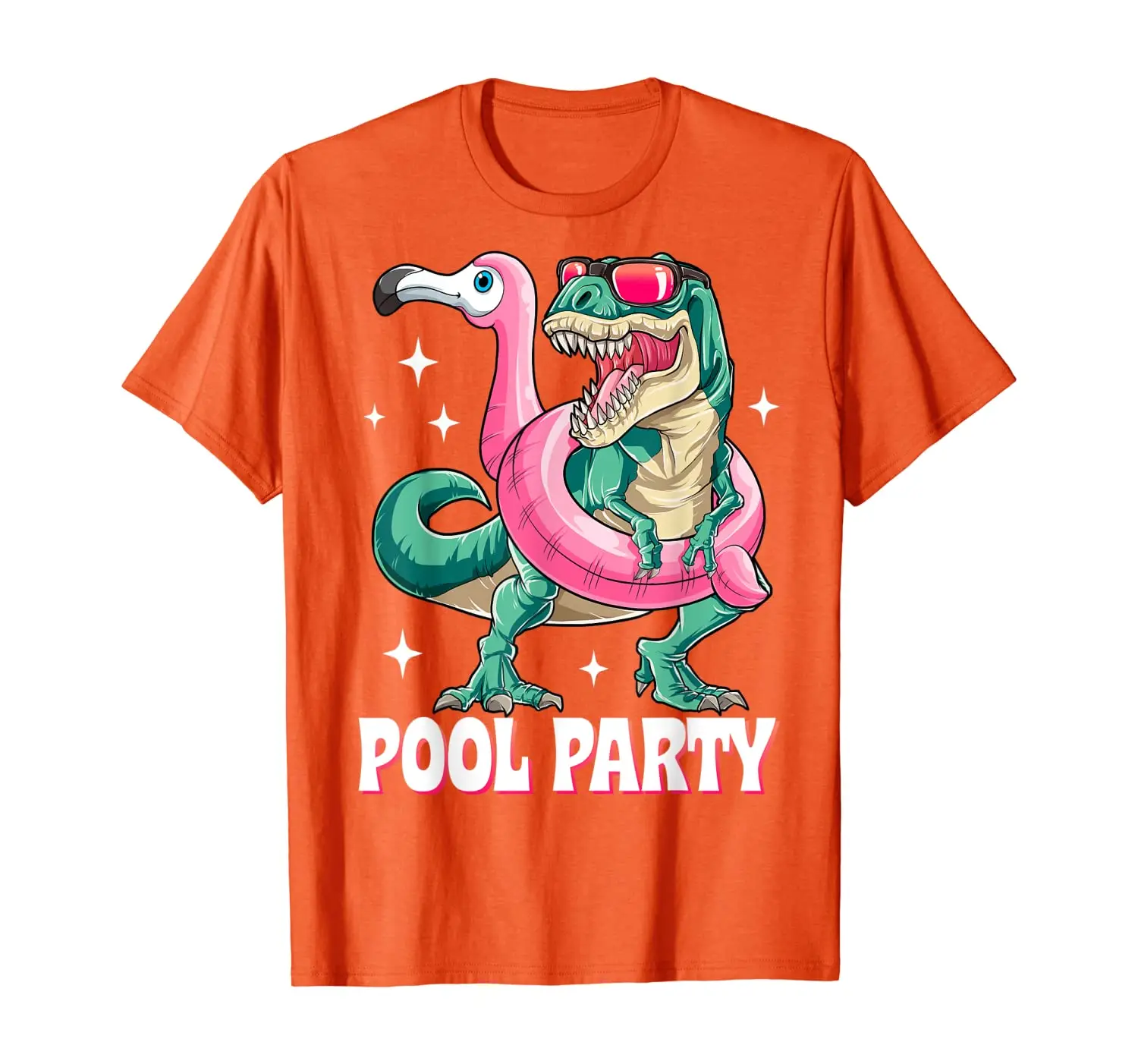 

Pool Party Dinosaur Pink Flamingo Float Funny T rex Summer T-Shirt