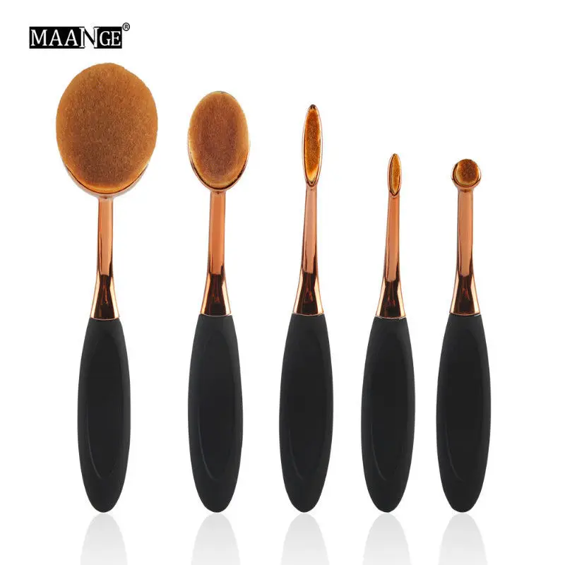 5PCS-2 10 шт., косметическая кисть овальной формы, кисть для пудры, Тональная основа, тени для век, набор кистей для макияжа, набор аксессуаров, Новинка - Handle Color: 5PCS-2