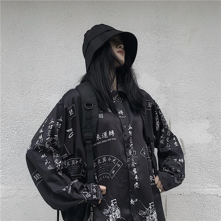 Neploe Harajuku китайская блузка с буквенным принтом свободная негабаритная уличная Футболка Топ рубашка корейский хип хоп панк блузки Blusas 55043