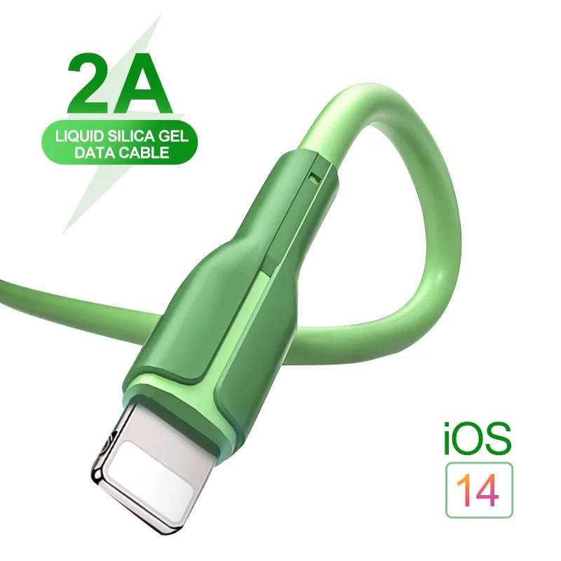 

Fast Charging USB Cable 2A Liquid Soft Silicone Data Cord For iPhone 13 12 11 8 7 Plus Mobile Phone Charger Wire