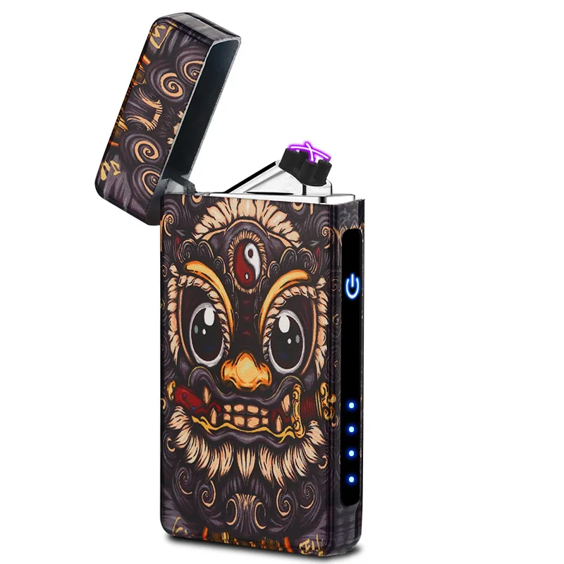 As Picture Двухдуговая Индукционная Зажигалка плазменная USB меняющаяся ветрозащитная беспламенная электрическая зажигалка электронная сигарета зажигалка импульсная - Цвет: As Picture