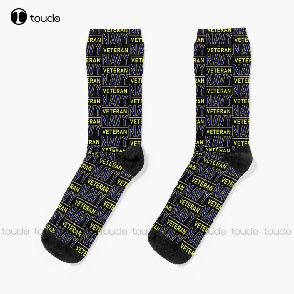

Navy Veteran -- Blue With Yellow Socks Unisex Adult Teen Youth Socks Personalized Custom 360° Digital Print Hd High Quality
