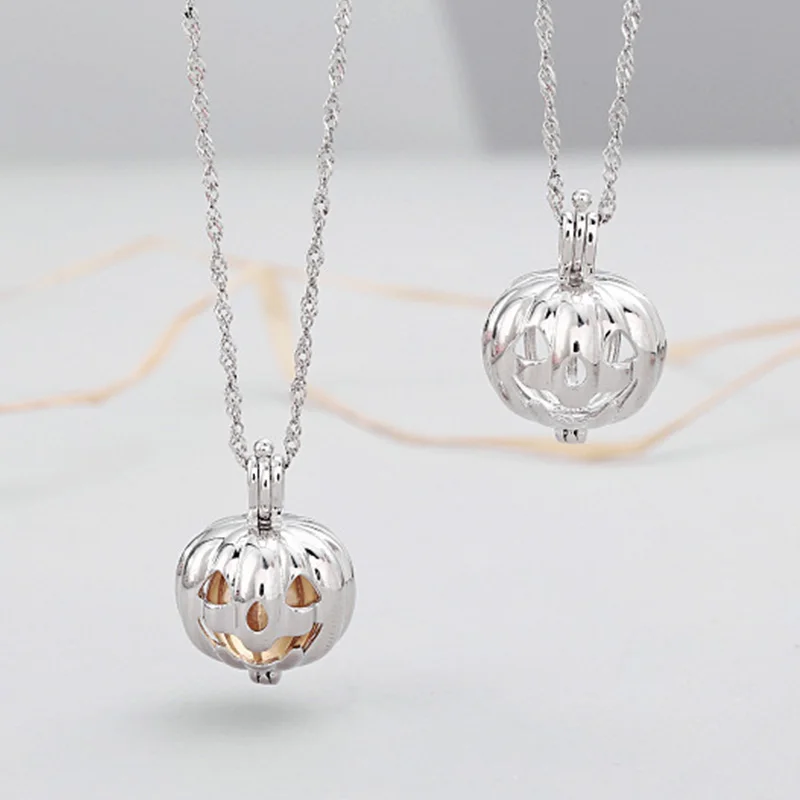 Женское ожерелье с подвеской в виде тыквы на Хэллоуин подвижная клетка круглыми