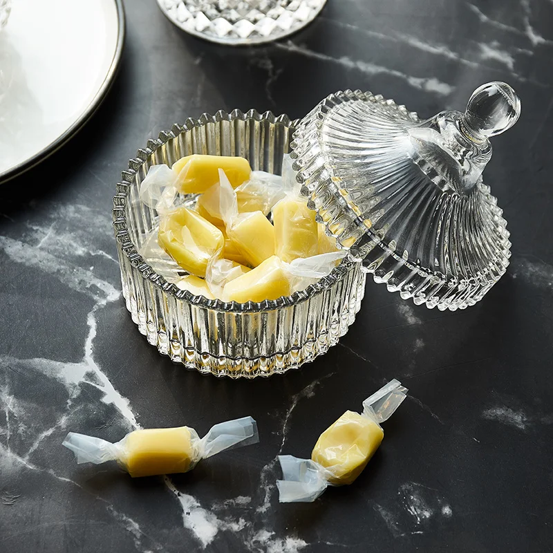 Прозрачные стеклянные емкости для хранения ювелирных изделий банка конфет