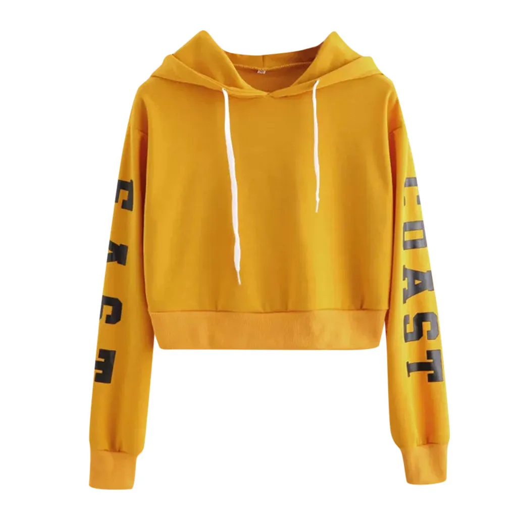 Sweetshirts Autumn Long Sleeve Sweatshirt Hooded Pullover Tops Letters Blouse Hoodie Las Mujeres Спортивный Костюм Женск#B