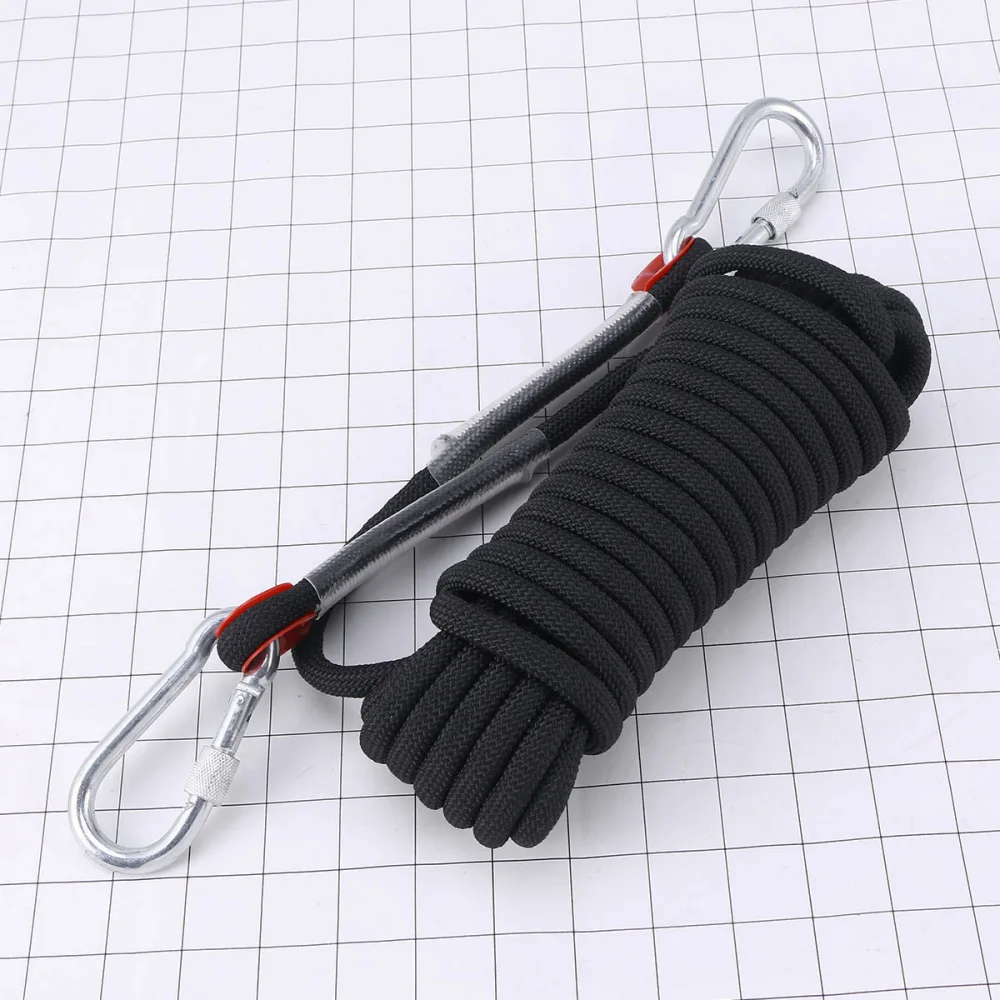 

10M 10mm Thickness Tree Climbing Safety Sling Rappelling Rope Auxiliary Cord Equipment (Black)