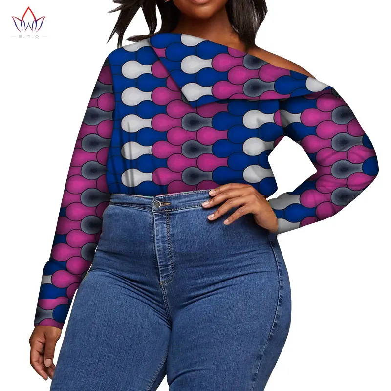 Женская рубашка с длинными рукавами и открытыми плечами Повседневная принтом в