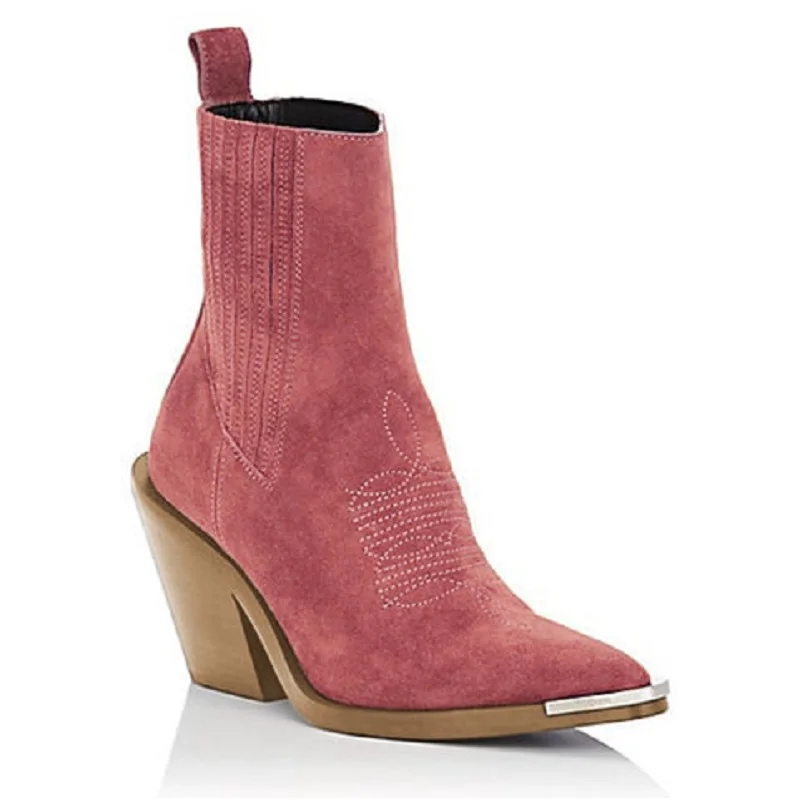 Женские ботильоны на высоком каблуке красные ботинки с острым носком платформе в