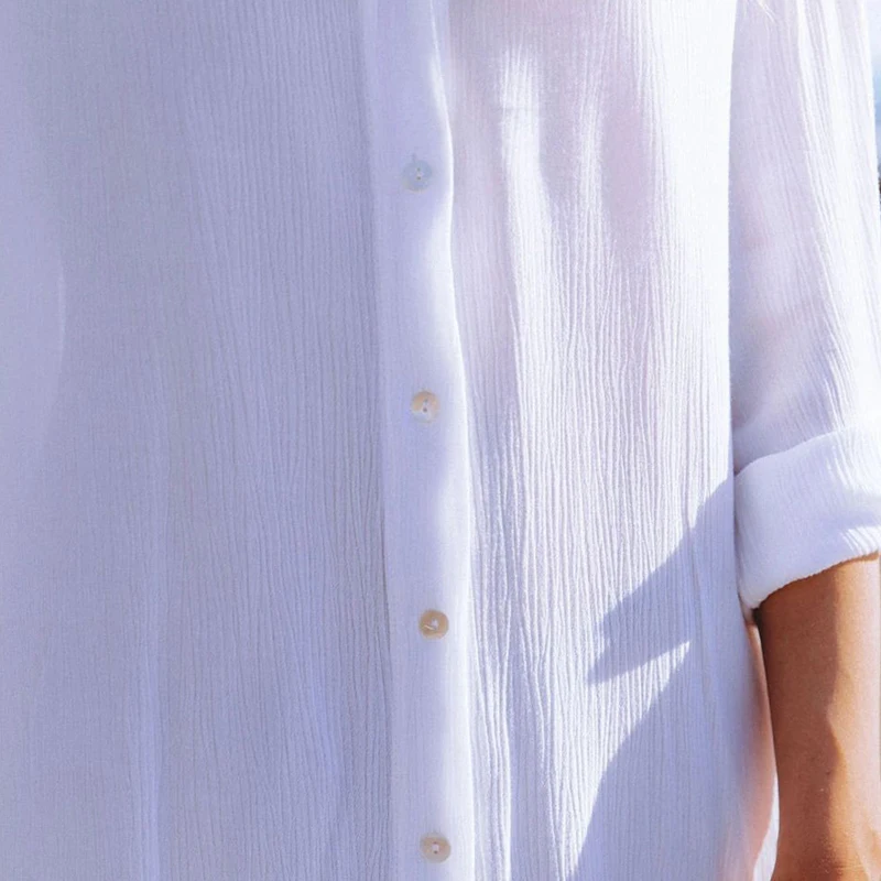 Шифоновая Пляжная накидка для женщин купальник на пуговицах верхняя одежда