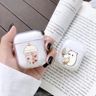 Мультяшный милый медведь Кофейный кот Capuccino Boba молоко чай чехол для Apple airpods чехол s 1 2 прозрачные наушники Fundas Coque