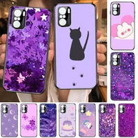 purple sparkle glitter stars phone case for xiaomi redmi poco f1 f2 f3 x3 pro m3 9c 10t lite nfc anime black cover silicone back