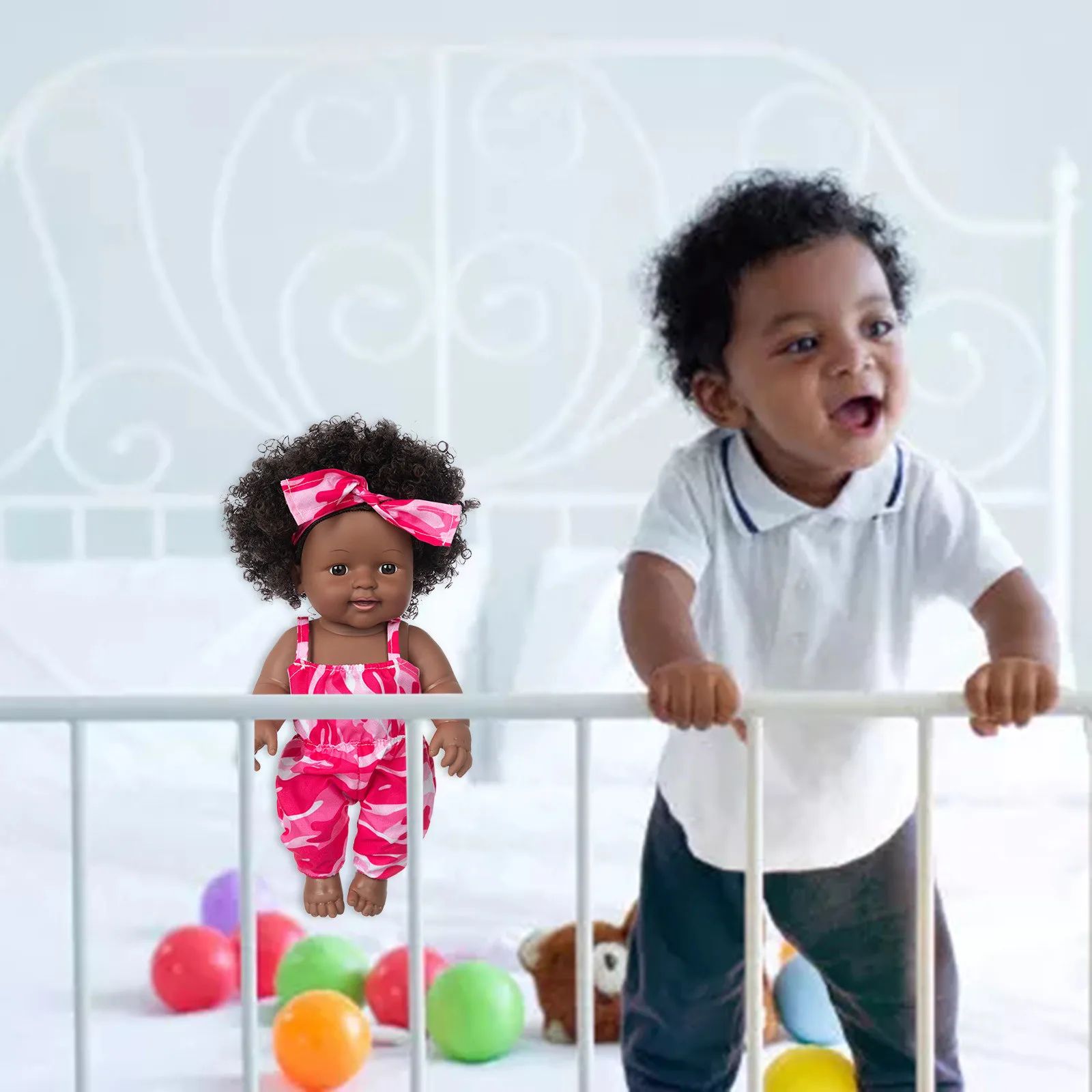 Реалистичная черная кожа Африканский черный ребенок Милая Кружевная юбка с