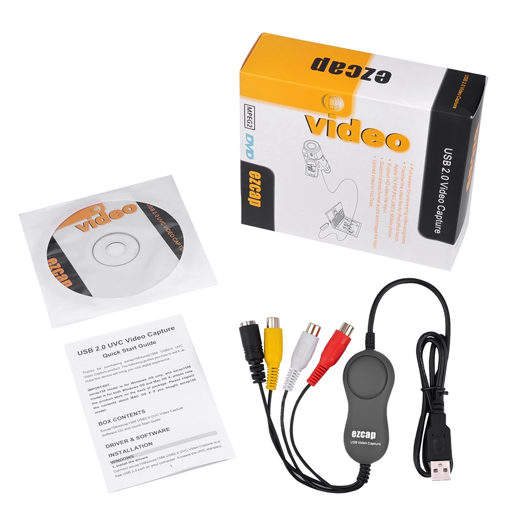 2020 USB 2 0 Аудио Видео карта захвата конвертер адаптер DVD DVR VHS для Win7/8/10 Mac OS все