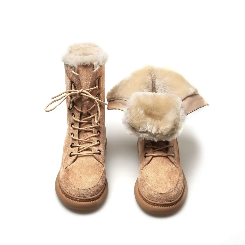 

LEOSOXS Genuine Leather Women Boots Platform Snow Boots Women Winter Shoes Plus Size Fur Warm Winter Boots Ladies Casual Shoes